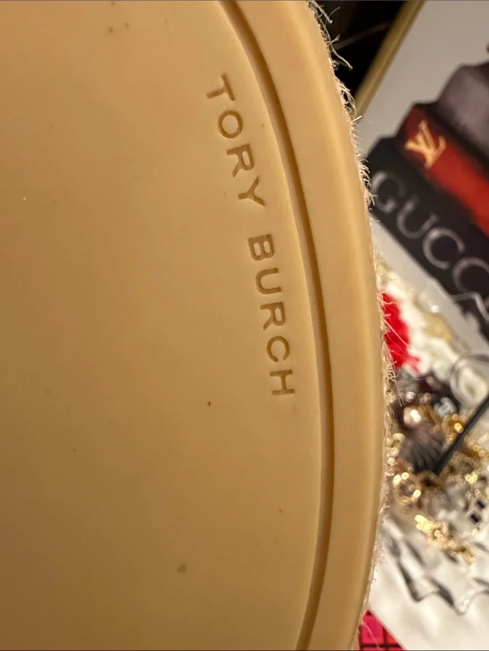 Tory Burch Beige Suede Espadrille with Embellished Logo